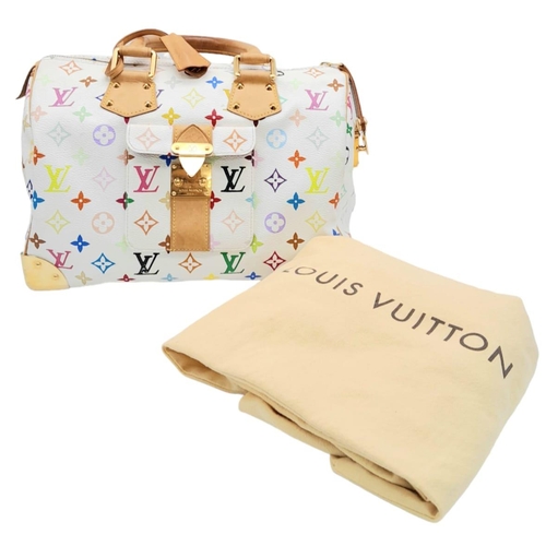 183 - A Louis Vuitton Multicolour Monogram Speedy Handbag. Iconic collaboration with Takashi Murakami. Lea... 