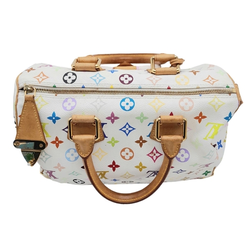 183 - A Louis Vuitton Multicolour Monogram Speedy Handbag. Iconic collaboration with Takashi Murakami. Lea... 