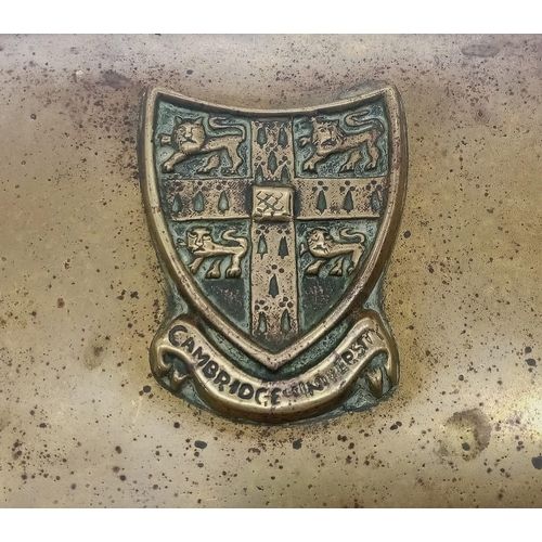 690 - Wonderful Bronze/Brass Tall Box. Bearing crest of Cambridge University and the date 1674. 
Superb pe... 