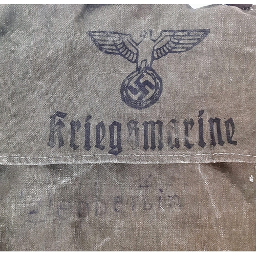 750 - WW2 German Kriegsmarine Officers Canvas Documents Case.