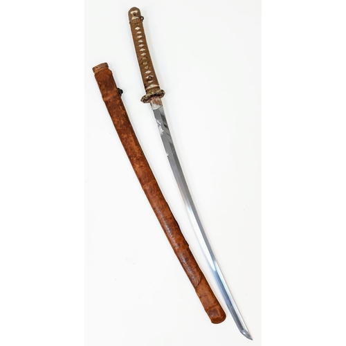 123 - WW2 Japanese Naval Officers Sword. Nice Markings on the Tang. However, slight damage to the blade ed... 