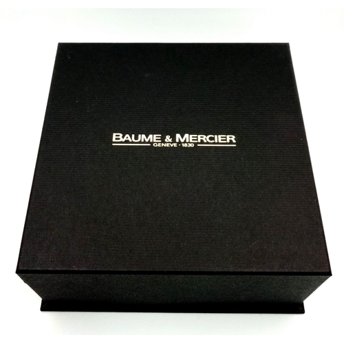 281 - A BAUME AND MERCIER LADIES STAINLESS STEEL WRIST WATCH WITH BLACK DIAL , DATE BOX , AUTOMATIC MOVEME... 