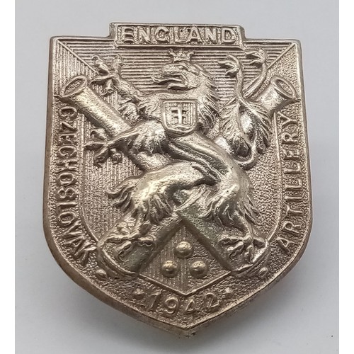 824 - WW2 Czechoslovak Artillery in England Badge Dated 1940. Worn by the soldiers when out of uniform.