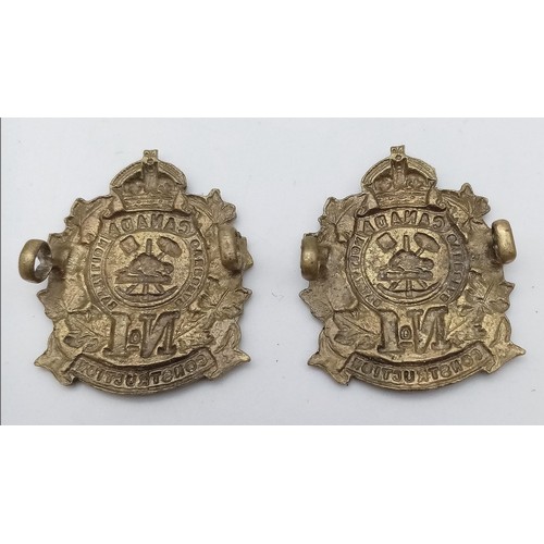 589 - A Pair of WW1 Canadian Expeditionary Force No.1 Railway Construction Battalion Collar Badges. Very h... 