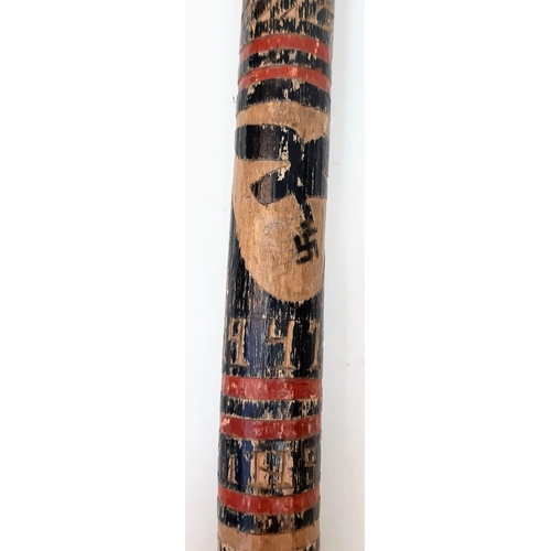 391 - WW2 German “Wolchow” Stick. Hand carved folk art from wood of the trees on the Wolchow River, Russia... 