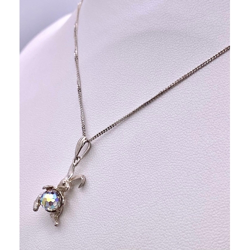 1182 - A Very Cute, Unworn, Sterling Silver Crystal Set Rabbit Pendant Necklace.
40cm Sterling Silver Kerb ... 