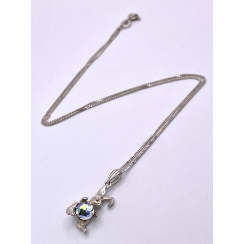 1182 - A Very Cute, Unworn, Sterling Silver Crystal Set Rabbit Pendant Necklace.
40cm Sterling Silver Kerb ... 