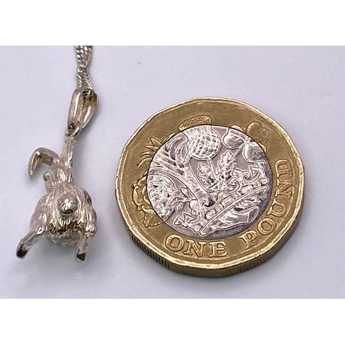 1182 - A Very Cute, Unworn, Sterling Silver Crystal Set Rabbit Pendant Necklace.
40cm Sterling Silver Kerb ... 