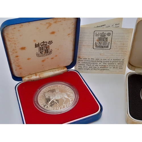 1224 - A Parcel of Two Vintage, Royal Mint Issue, Sterling Silver Cased Commemorative Crown Coins Dated 197... 