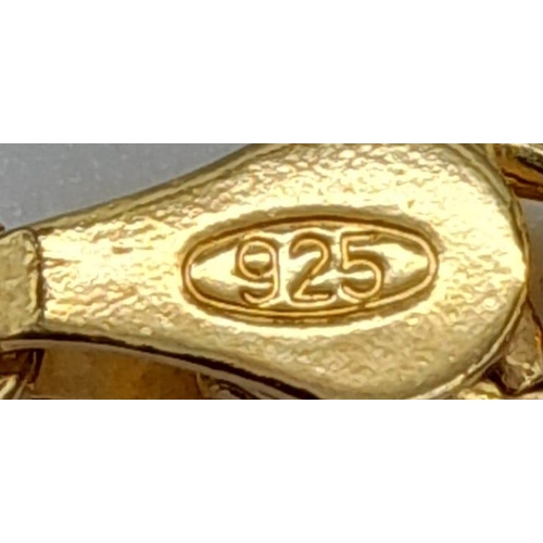 1263 - An Unworn, Ex Display, Italian Sterling Silver Gilt Curb Link Bracelet. 
19cm Length. 4.66 Grams. In... 