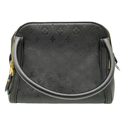 162 - A Louis Vuitton Black Marais Handbag. Leather exterior with two rolled leather handles, gold toned h... 