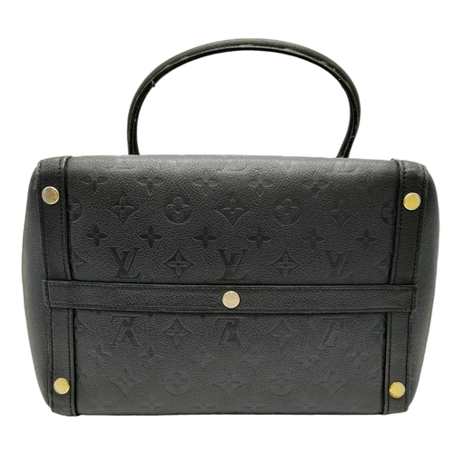 162 - A Louis Vuitton Black Marais Handbag. Leather exterior with two rolled leather handles, gold toned h... 