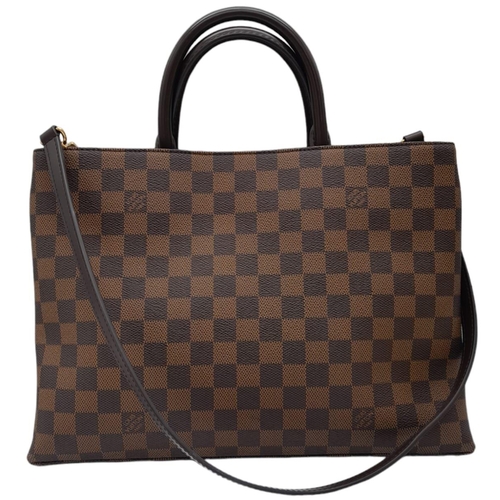 18 - A Louis Vuitton Damier Ebene Brampton Handbag. Leather exterior with two rolled leather handles, gol... 