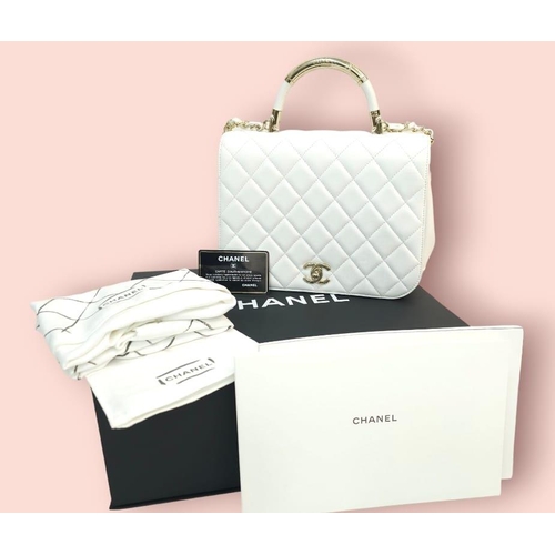 4 - Chanel Carry Chic Bag.
Lamskin throughout, front single flap is quilted with diamond stitching. Silv... 