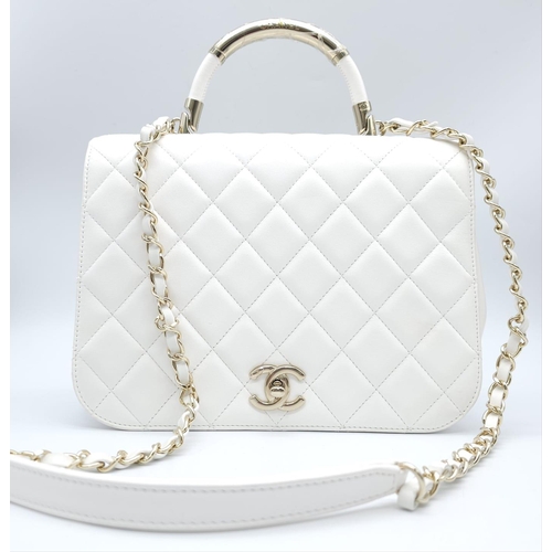 4 - Chanel Carry Chic Bag.
Lamskin throughout, front single flap is quilted with diamond stitching. Silv... 