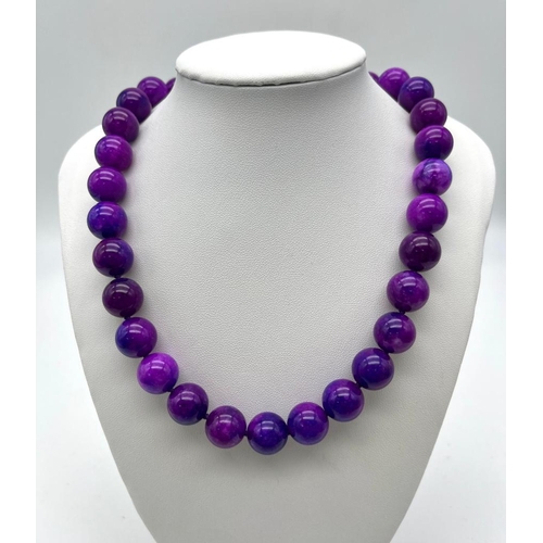 618 - An Enticing Winter Shades of Purple Sugilite Bead Necklace. 14mm of captivating sugilite beads. 42cm... 