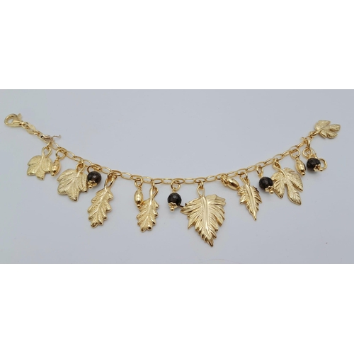 921 - A Yellow Gold Gilt Sterling Silver Leaf Design Bracelet. 
18cm Length. Gross Weight 21.74 Grams. 
In... 