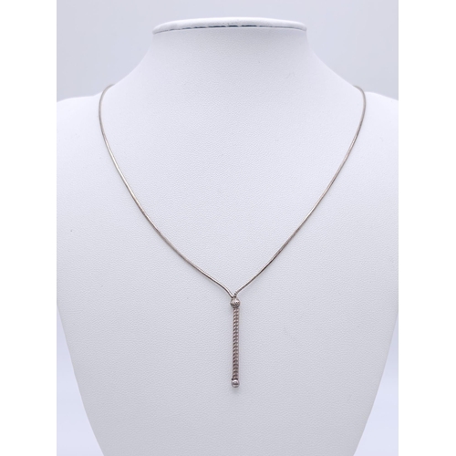 1494 - A 925 silver drop pendant on silver chain. Total weight 4.66G. Total length 46cm.