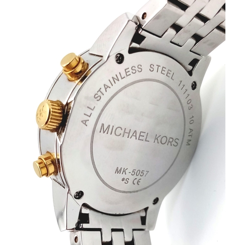 565 - An Excellent Condition Michael Kors, Gem Set, Bi Metal, Chronograph Watch. 
38mm Including Crown, Ne... 