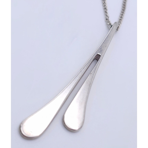 1088 - A Sterling Silver Wishbone Pendant Necklace. 
54cm Length Sterling Silver Chain. Pendant Measures 6c... 