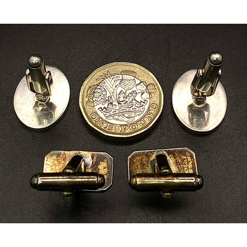 1162 - A pair of 9CT gold and silver cufflinks & A pair of sterling silver cufflinks with full Birmingham h... 