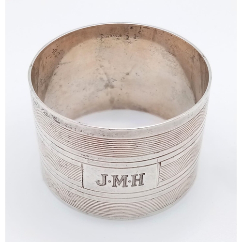 1278 - A vintage sterling silver circular J.M.H napkin holder (diameter 5cm) with full hallmarks: Birmingha... 