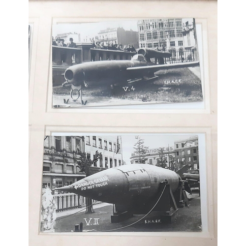 606 - A Rare Vintage, Framed and Glazed, Original WW2 Photograph Display of V Series Flying Bombs. 
In Che... 