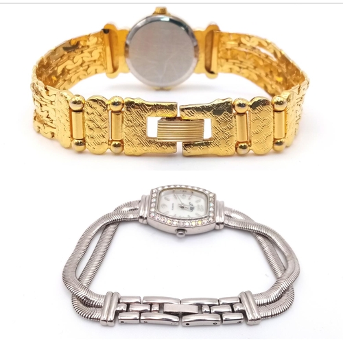 763 - A Parcel of Two Ladies Stone Set Quartz Watches.
1) Stainless Steel Rhinestone Set Watch by Alto, Ja... 