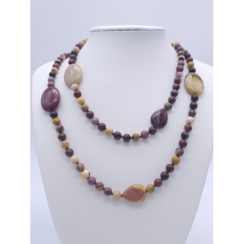 1195 - An Ex Display, Sterling Silver, Red Jasper & Mookaite Necklace. 
90cm Length. In its presentation bo... 