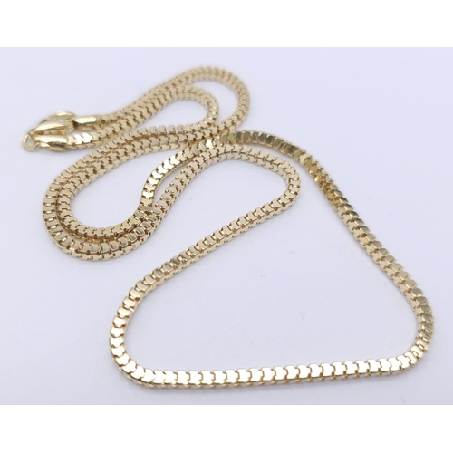 1223 - An Unworn Italian Sterling Silver Gilt Square Link Necklace. 
50cm Length. 2.5mm Width. Weighs 7.07 ... 