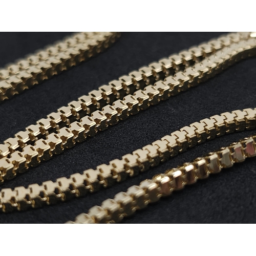 1223 - An Unworn Italian Sterling Silver Gilt Square Link Necklace. 
50cm Length. 2.5mm Width. Weighs 7.07 ... 