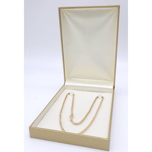 1223 - An Unworn Italian Sterling Silver Gilt Square Link Necklace. 
50cm Length. 2.5mm Width. Weighs 7.07 ... 