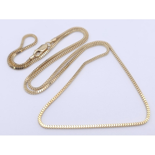 1228 - An Unworn Italian Sterling Silver Gilt Square Link Necklace. 
61cm Length. 2mm Width. Weighs 5.12 Gr... 