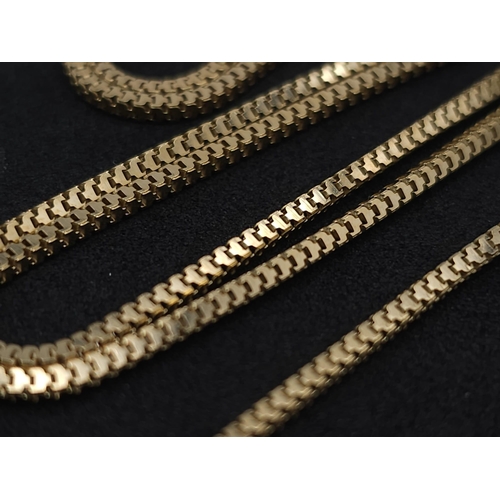 1228 - An Unworn Italian Sterling Silver Gilt Square Link Necklace. 
61cm Length. 2mm Width. Weighs 5.12 Gr... 