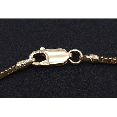 1228 - An Unworn Italian Sterling Silver Gilt Square Link Necklace. 
61cm Length. 2mm Width. Weighs 5.12 Gr... 