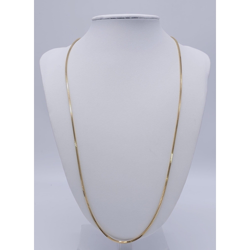 1228 - An Unworn Italian Sterling Silver Gilt Square Link Necklace. 
61cm Length. 2mm Width. Weighs 5.12 Gr... 