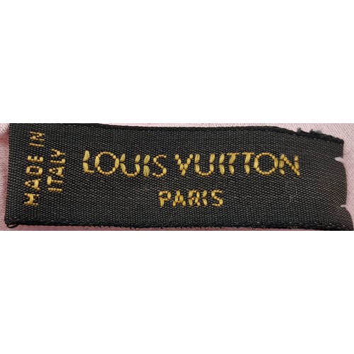 647 - A Louis Vuitton Pink Monogram Silk Scarf. Approximately 89cm x 89cm. Please see photos for condition... 