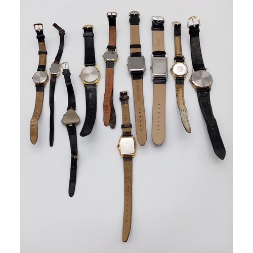 895 - SELECTION OF 10 LEATHER STRAP WATCHES TO INCLUDE SOLO, CITRON, PULSAR & SEKONDA TO NAME A FEW AF
ref... 