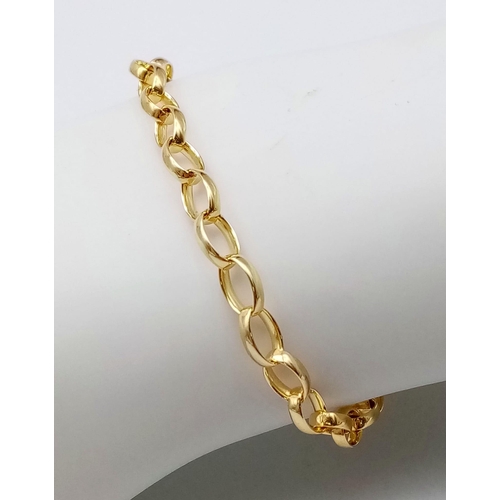 1476 - A Gold Plated 925 Silver Belcher Link Bracelet. 18cm. 6.25g weight.