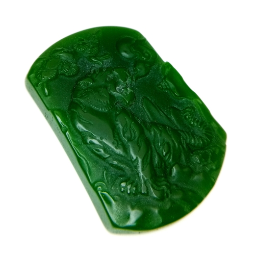 1532 - A Green Jade Decorative Carved Tiger Pendant. 5cm.