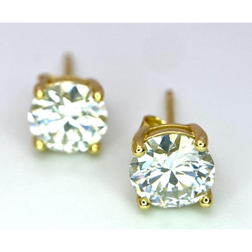 1511 - Gold Plated, Sterling Silver Moissanite Stud Earrings. Approx 1cts, 1.3g total weight,