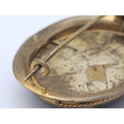 1616 - An Antique Pinchbeck Victorian Memorial Oval Brooch - In Memory of Dear Mother. 4.5cm width.