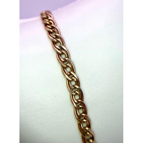 1429 - A Vintage Italian 9K Yellow Gold Double Oval Link Bracelet. 18cm. 2.84g weight.