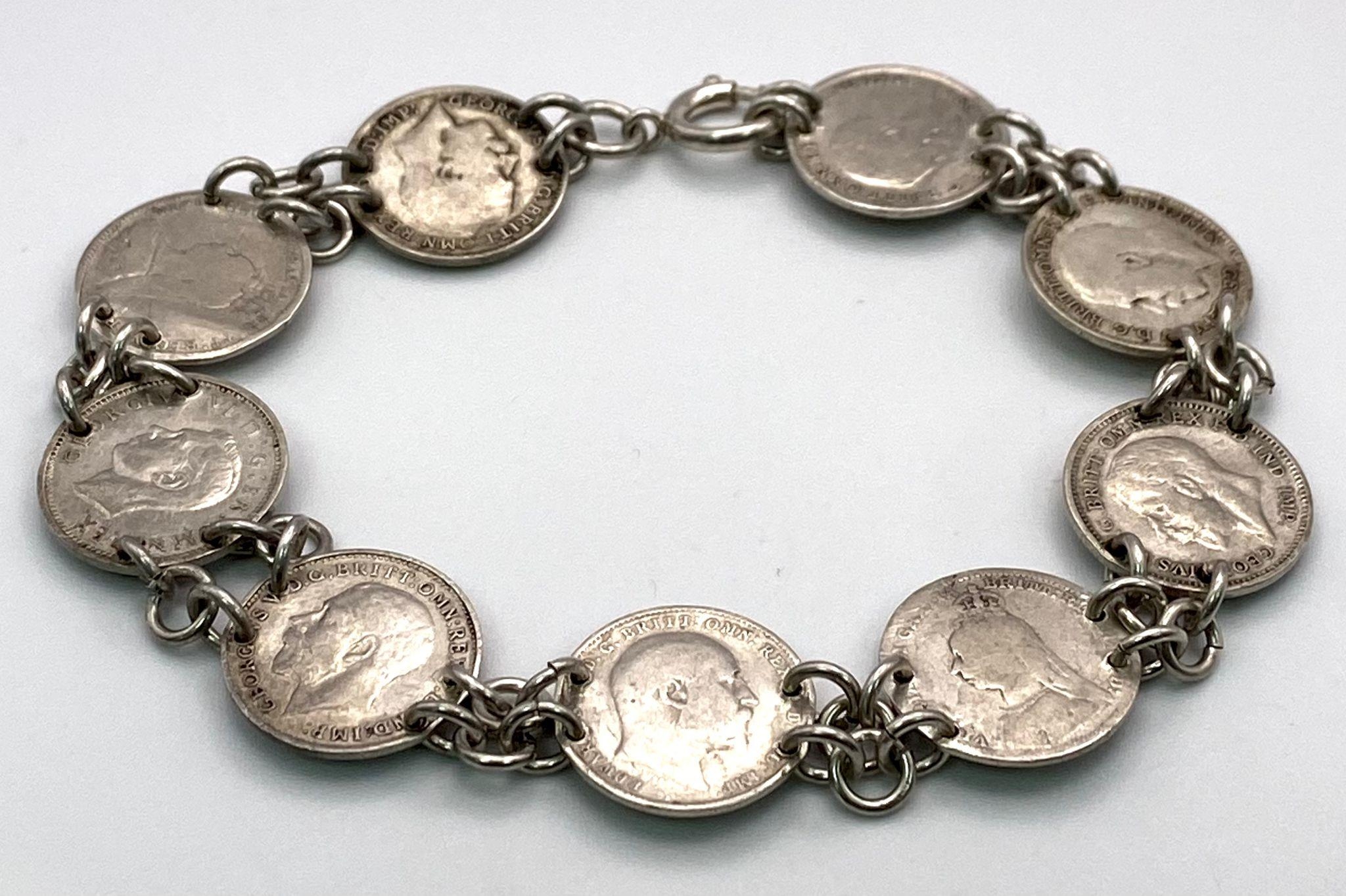 Silver threepence store bracelet