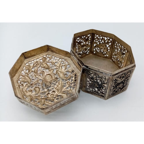 1502 - An antique Chinese Silver Box. 
Embellished with a delightful floral design, marked & tested silver.... 