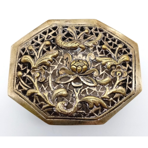 1502 - An antique Chinese Silver Box. 
Embellished with a delightful floral design, marked & tested silver.... 