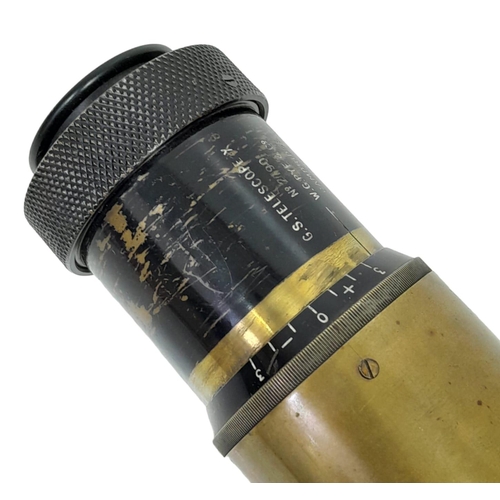 1640 - A British Army WW1 Gun Sighting Telescope. Markings of: G.S. Telescope X. No 2790. W.G. Pye and Co. ... 