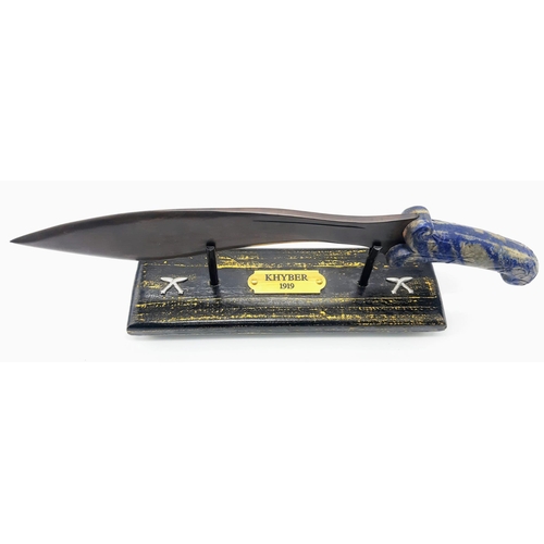 147 - A bronze Gurkha’s Kukri with a lapis lazuli hilt commemorative piece, celebrating Gurkha's heroism d... 