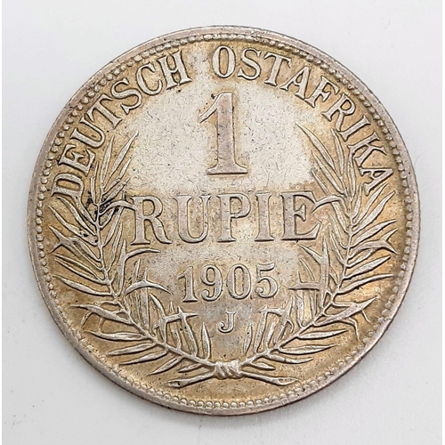 416 - A German East African 1905 Silver One Rupee Coin.