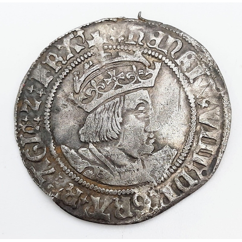 442 - A Henry VIII Silver Hammered Groat Coin. 2nd coinage. Please see photos for conditions.